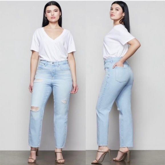 Good American Denim - Good American good vintage light blue distressed jeans